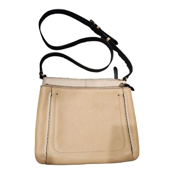 COLE HAAN Tri-Color Crossbody ~ Tan Cream Black - Picture 1 of 11